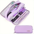 thumbnail image 7 of Under $5, Pencil Case, Large 3-Compartment Pencil Case, Durable Canvas Organizer for Pens & Accessories, Pencil Pouch, Purple by Goohae, 7 of 7