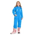 thumbnail image 2 of Ruyang Snow Suit for Teen Girls One Piece Ski Outfit Boys Winter Warm Hooded Snowsuit Zip Up Mock Neck Ski Overall, 2 of 9