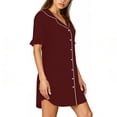 thumbnail image 3 of gakvbuo Summer Button Down Shirt Dress for Women Homecoming Pajama Nightgown Dresses Solid Color Short Sleeve V-Neck Turndow Collared Sleeping Mini Dress Long Night Skirt,S-31XL, 3 of 7