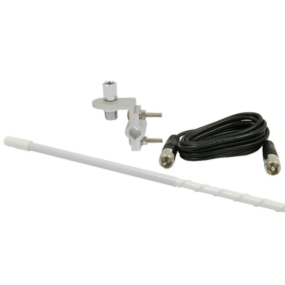 Roadpro 4Ft Cb Antenna Kit W/ 9Ft Cable White