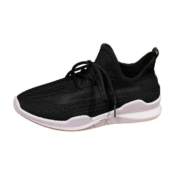 Women's Breathable Knit Sneakers Lightweight Flat Sole Walking Running Athletic Shoes for Everyday Use