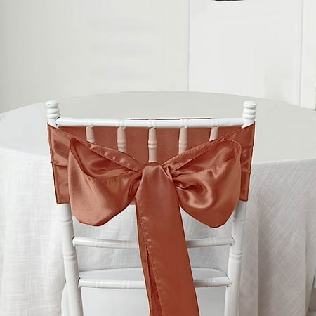 

BalsaCircle 100 Terracotta Satin Chair Sashes Bows Ties Wedding Chair Covers Banquet