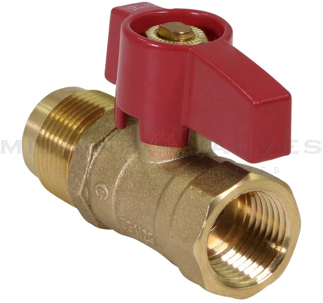 Midline Valve LxF3458GAS-5 Premium Brass Gas Ball Valve, with 5/8 in. x 3/4 in. Flare x FIP Connections (Pack of 5)