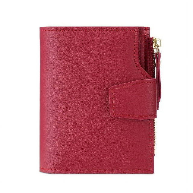 HLONK Minimalist Solid Color Short Wallet Classic Clutch Multi Card Slots Coin Purse Casual PU Leather Wallet