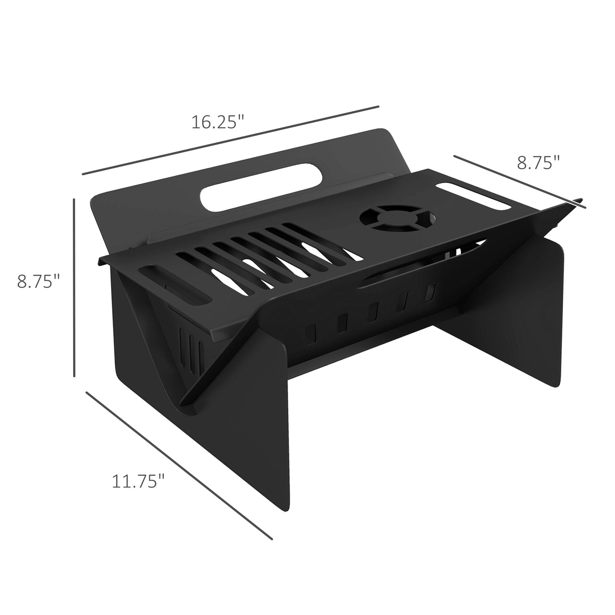 3-in-1 Portable Fire Pit & Coffee Table, Wood Burning Stove with Carrying Bag for Camping, Backyard, Patio - Quick Assembly, Black Steel