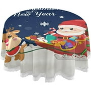 SKYSONIC 60" Christmas Pattern Round Table Cloth, Spill Proof Wrinkle-Free Oil-Proof Waterproof Microfiber Tablecloth for Kitchen Dinning Room Party Home Picnic, Diameter Table Cover