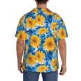 thumbnail image 3 of Sikiie Blue Ocean Wave Sunflower Men's Wrinkle Free Untucked Cuban Shirt Business Casual Button Down Shirts Short Sleeve ShirtX-Large, 3 of 5