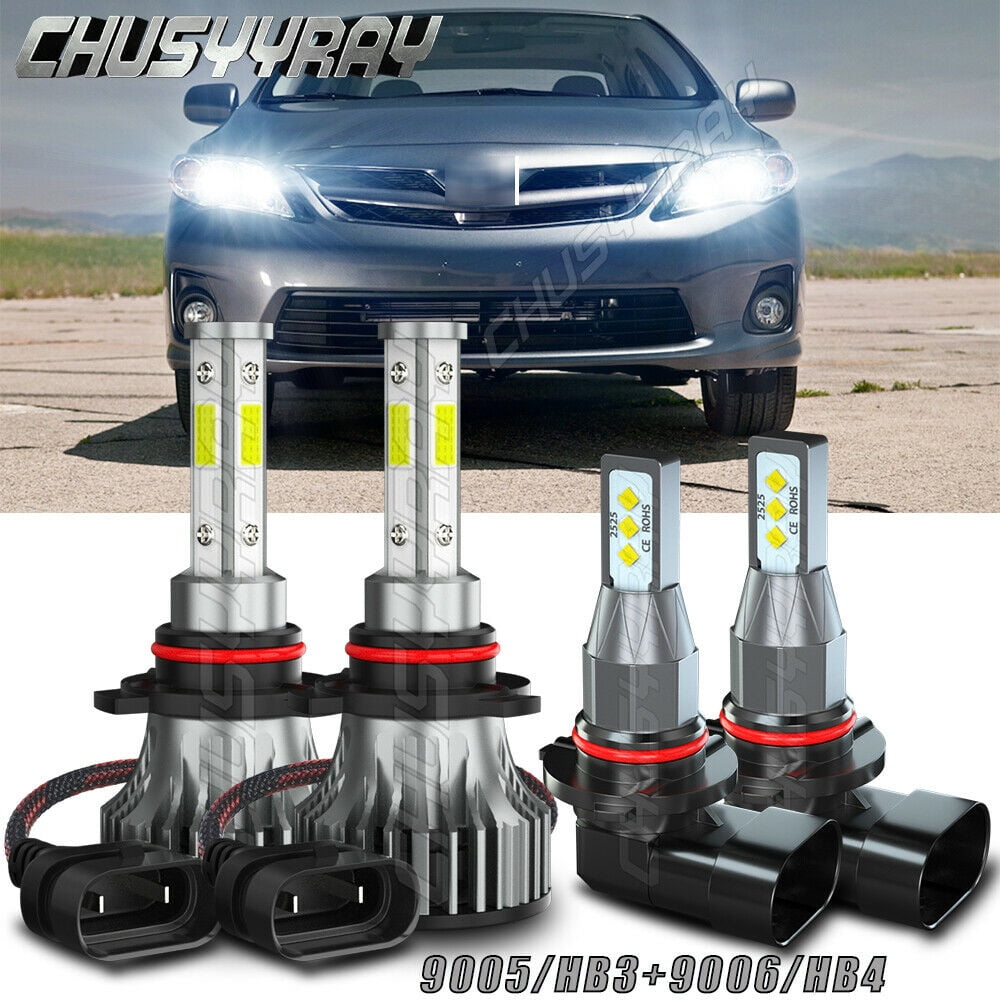 Toyota Corolla 2009-2013 Compatible LED Headlight Bulbs Kit w/ 4x 9005 ...