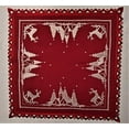 thumbnail image 2 of Doily Boutique Christmas Table Topper with Reindeer and Church on Red Burlap Style Fabric Size 34 x 34 inches, 2 of 6