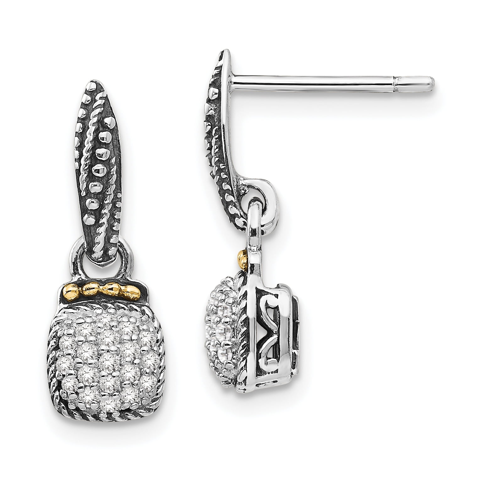 14K White Gold Simulated Citrine Dangle Post Earrings Approximate Measurements 18mm x 5mm 14K White Gold Simulated Citrine Dangle Post Earrings Approximate Measurements 18mm x 5mm
