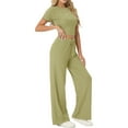 thumbnail image 2 of MINTREUS Lounge Sets for Women Short Sleeve Tops Wide Leg Pants Comfy Loungewear Two Piece Outfits with Pocketed, 2 of 6