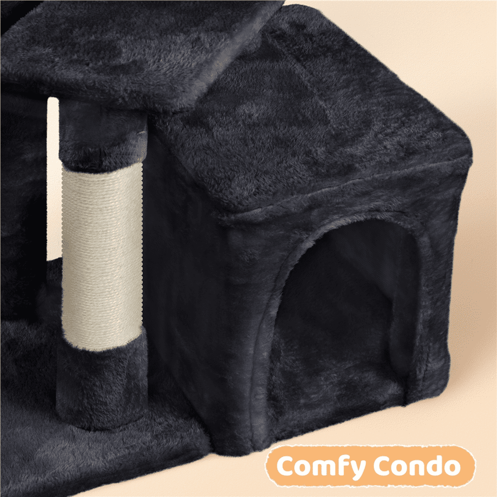 Yaheetech 34" Height Plush Cover Cat Tree with Condo and Sisal Ropes Posts, Black