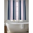 thumbnail image 5 of Sheer Curtains 63 Inches Long 2 Panels, Dark Blue Pink Striped Line Rod Pocket Curtain Voile Draperies, Minimalist Contrasting Stripe Light Filtering Window Treatment for Living Room Kitchen Bedroom, 5 of 8