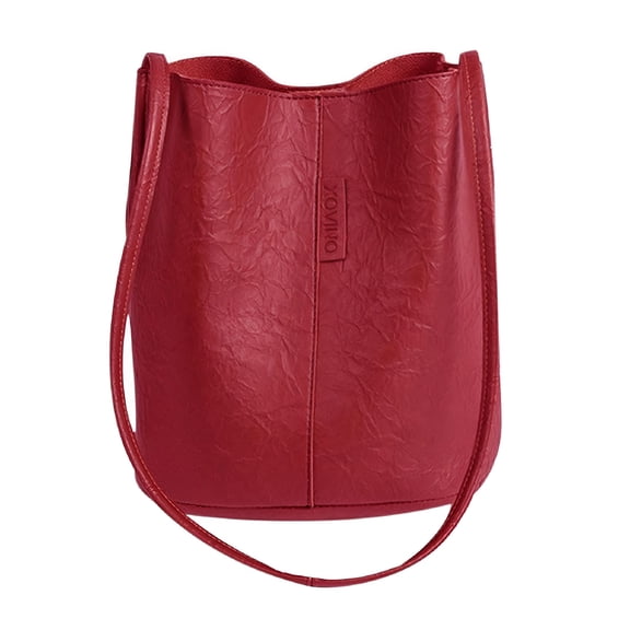 GASTROPOD Vintage Women Shoulder Crossbody Bag Leather Totes Bucket Handbag (Red)