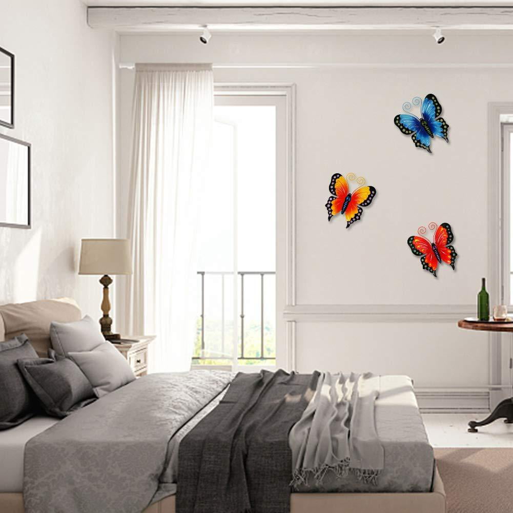 Butterfly Red & Orange & Blue Zcaukya Wall Decor Hanging for Indoor Outdoor Home Bedroom Office Garden