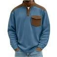 thumbnail image 2 of RKSTN Long Sleeve Polos Shirts for Men Oversized Quarter Button Turndown Collar Waffle Weave Corduroy Long Sleeve Golf Shirt Mens Casual Colorblock Half Button Lapel Regular Fits Comfy T Shirts Top, 2 of 8