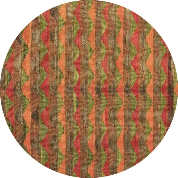 Ahgly Company Indoor Round Oriental Brown Traditional Area Rugs, 8' Round