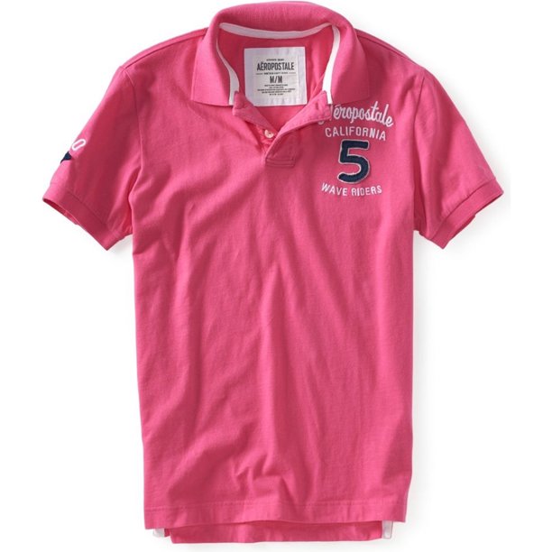 Polo de Rugby Aeropostale 5 Wave Riders Hombre Rosa Extragrande
