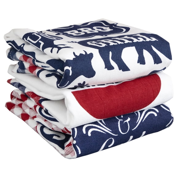 RITZ Americana Kitchen Towel Set, 100% Cotton, Machine Washable, 3-Pack, Gingham
