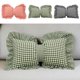 thumbnail image 1 of Almohada de Poliéster con Lazo a Cuadros | Cojín de Sofá 2 En 1 y Almohada de Apoyo para La Cintura | 50 X 30 Cm | Regalo para El Día de La Madre | Rosa, Negro y Verde, 1 of 6