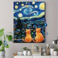 thumbnail image 4 of Starry Night Cats Oil Painting Decorative/Canvas Art， Suitable for Living Room， Bedroom， Office， Dining Room， Kitchen， Hallway and Entryway Decoration， Wall Art Decor., 4 of 8