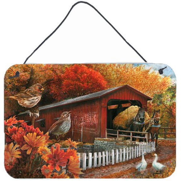 Carolines Treasures PTW2004DS812 Fall Covered Bridge Wall or Door Hanging Prints 8x12 multicolor