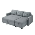 thumbnail image 7 of 4-in-1 Convertible L Shaped Sleeper Sofa with Pull Out Bed and Storage Chaise, Linen Sectional Corner Couch with Removable Back Cushions for Living Room, Apartment, Bedroom,Office,Light Grey, 7 of 7