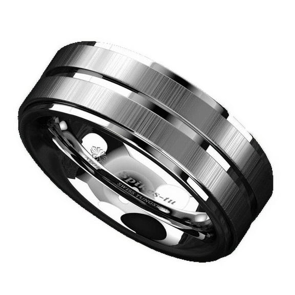 Tungsten Rings for Men Wedding Bands for Him 8mm Vertical Brushed Meteorite