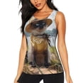 thumbnail image 1 of Fotbe Cat In Sun Hat Blusas Sin Mangas para Mujer – Estilo Casual, Corte Suelto, Slim-Fit, Cuello Redondo Deportivo, Tops de Verano para Gimnasio y Yoga-Large, 1 of 7