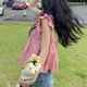 thumbnail image 5 of Top de manga ondulada para mujer, blusa de camisa de verano transpirable dulce a la moda para uso diario al aire libre, Rosa M, 5 of 8