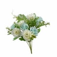 thumbnail image 2 of Diamond Rose Artificial Flowers | 5-Stems Blue Plastic Roses with 10 Mini Blooms | High-Simulation Home Decor | 32cm Tall Faux Floral Arrangement, 2 of 6
