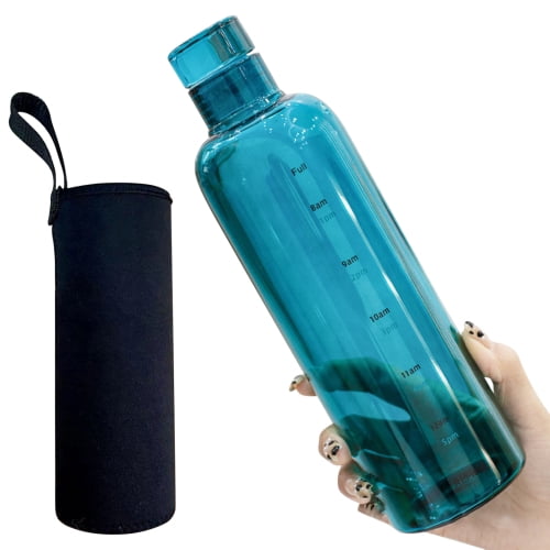 Mayu Travel Water Bottle with Bamboo Lid - Eco Friendly & BPA Free Borosilicate Glass | Adult and Kids Water Bottles with Cap 