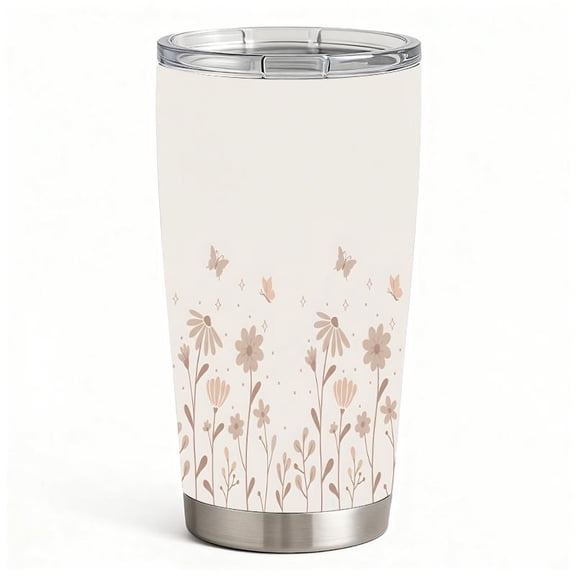 20oz Boho Floral Butterfly Pattern Stainless Steel Tumbler Tumbler with Lid Double Wall Vacuum Insulated Travel Mug Coffee Cups With Lids Perfect Gifts For Birthday Holiday.