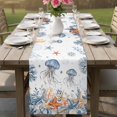 thumbnail image 4 of Jellyfish Coastal Table Runner 72 Inches, Summer Beach Coral Starfish Ocean Bed Runner Dresser Scarves Tabletop for Indoor Outdoor Parties/Ceremony/Banquet, 14" x 72", 4 of 9
