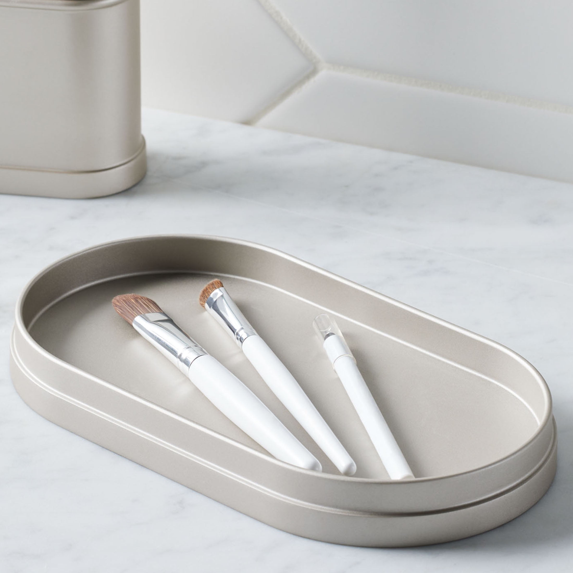 (3 pack) Better Homes & Gardens Satin Nickel Metal Accessory Tray