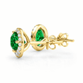 thumbnail image 3 of HALO EARRINGS 0.50CT GEMSTONE DIAMOND EMERALD 14K YELLOW GOLD, 3 of 5