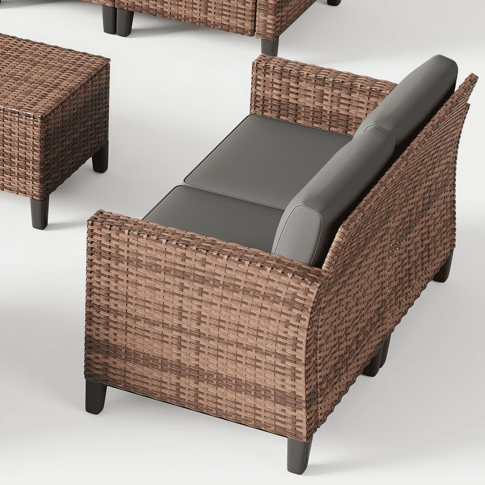 ELPOSUN Patio Furniture Sofa,All-Weather Outdoor Sofa,Outdoor Loveseat Sofa Couch,Weather Resistant Wicker Loveseat with Deep Seat Cushion (ONLY Loveseat Sofa) Grey