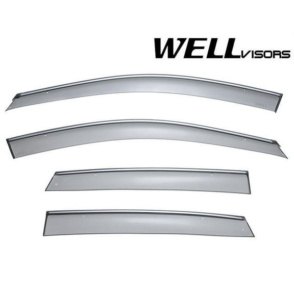 Wellvisors Side Window Visors Deflectors Rain Guards With Chrome Trim for 2007-2011 Honda CR-V 3-847HD013