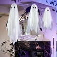 thumbnail image 6 of Hanging Ghost Pendant with Remote Control Lighting - 3pcs Halloween Decoration for Home, Porch, Yard & Party, Adjustable Light Modes, Battery-Operated, Suitable for Indoor & Outdoor Use, White, 6 of 7