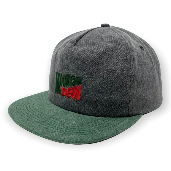 Matix Men's X Mountain Dew Throwback Vintage Wash Snapback Hat Cap - Heather Black/Green
