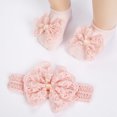 thumbnail image 5 of Sweet Baby Bowknot Headband Hairband Strong Gripped Socks Set for Newborns to 12 Months Soft Fabric Headwear, 5 of 8