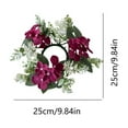 thumbnail image 3 of Qocolhg Christmas Candle Ring Wreath Pillar Candle Holder, Decorative Artificial Flower Greenery Wreath for Centerpieces Festival Table Party, Spring Summer Tabletop Halloween Decorations, Red, 3 of 7
