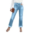 thumbnail image 2 of Womens Jeans Casual Straight Leg High Waist Comfortable Denim Pants Slim Fit Trousers for Women BU2 S, 2 of 5