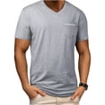 thumbnail image 2 of LTTVQM Men's T-Shirts 2026 Summer Spring V-Neck Short Sleeve Basic Tees Shirts Solid Color Casual Clothes with Pocket Light Gray XL, 2 of 5