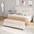 thumbnail image 3 of Yeshouse Estructura de cama tapizada con cabecera ajustable, plataforma resistente con soporte de listones de madera resistentes, silenciosa, no requiere somier, 3 of 8