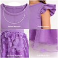 thumbnail image 4 of DAETIROS Purple Dress for Girls Cute Floral Ruffle Sleeve Tiered Tulle Skirt Casual Party Princess Dress, 4 of 7