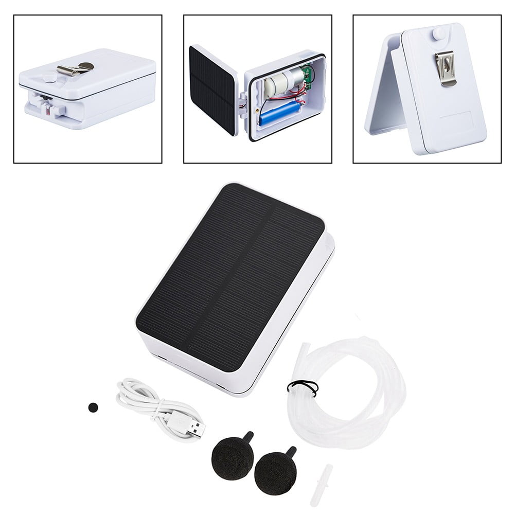 Yannee Portable Solar Air Pump Oxygen Supply Aquarium Pond Pool Pump USB Charging