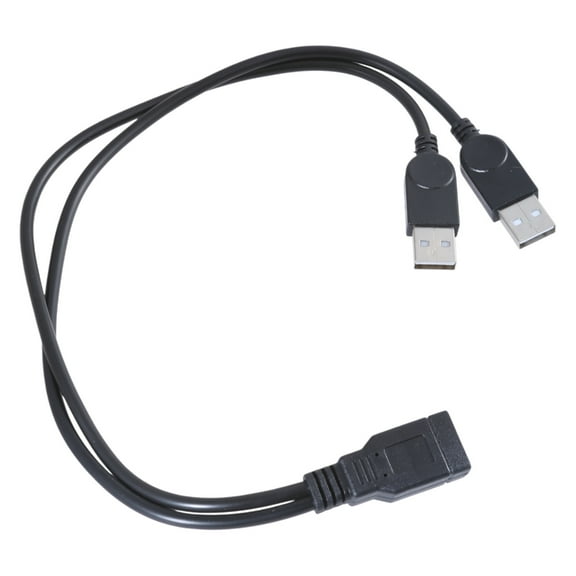 1Pc 26cm New USB 2.0 FeMale to 2 Dual male Jack Y Splitter Hub Cord Adapter Cable
