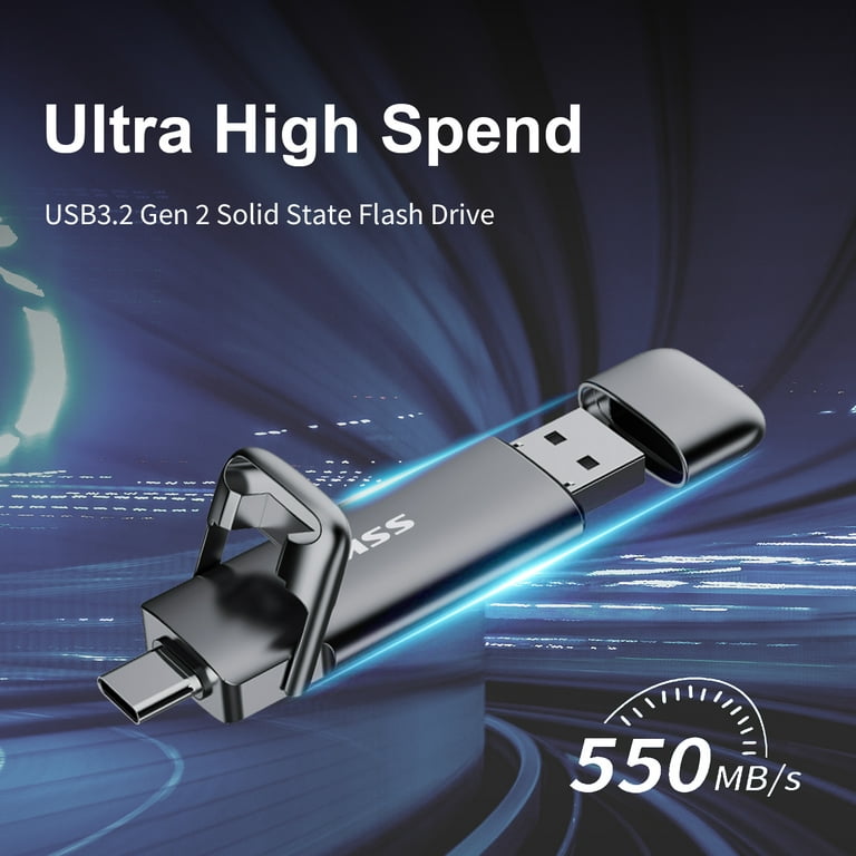 SSK SSD Externe 1TO Disque Portable SSD Cle USB 3.2 Gen 2 Jusqu'à 550 Mo/s,  2 en 1 OTG Solid State Drive 1 to Double Clé USB A & Type C de