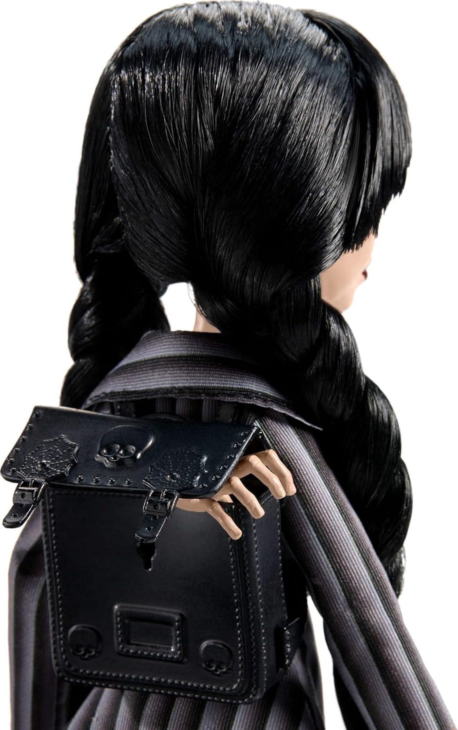 New Dolls Monster Wednesday Doll and Accessories, High Wednesday Addams Collectible in Nevermore Academy Uniform with Thing and Backpack, Doll Stand
